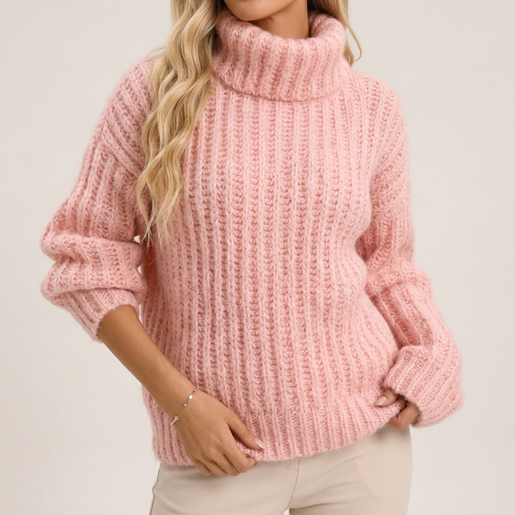 Harlow - Women's Oversized Turtleneck Chunky Knit Sweater