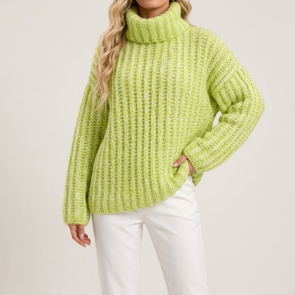 Harlow - Women's Oversized Turtleneck Chunky Knit Sweater