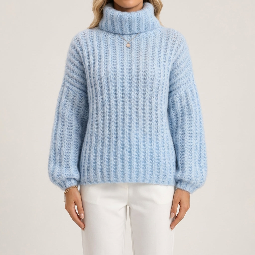 Harlow - Women's Oversized Turtleneck Chunky Knit Sweater