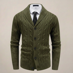 Harrison - Men's Chunky Cable-Knit Cardigan with Shawl Collar