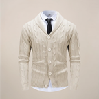 Harrison - Men's Chunky Cable-Knit Cardigan with Shawl Collar