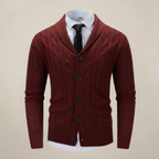 Harrison - Men's Chunky Cable-Knit Cardigan with Shawl Collar