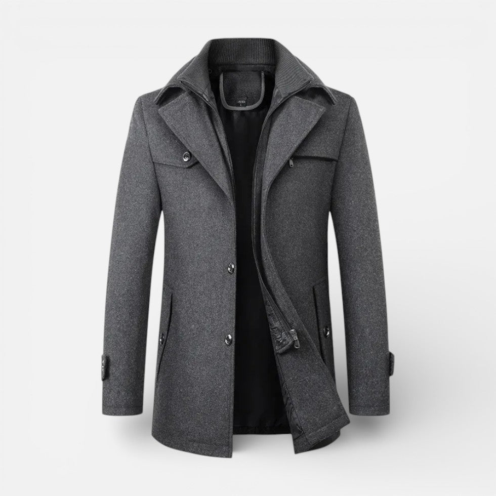 Harrison - Men's Wool-Blend Coat with Stand Collar