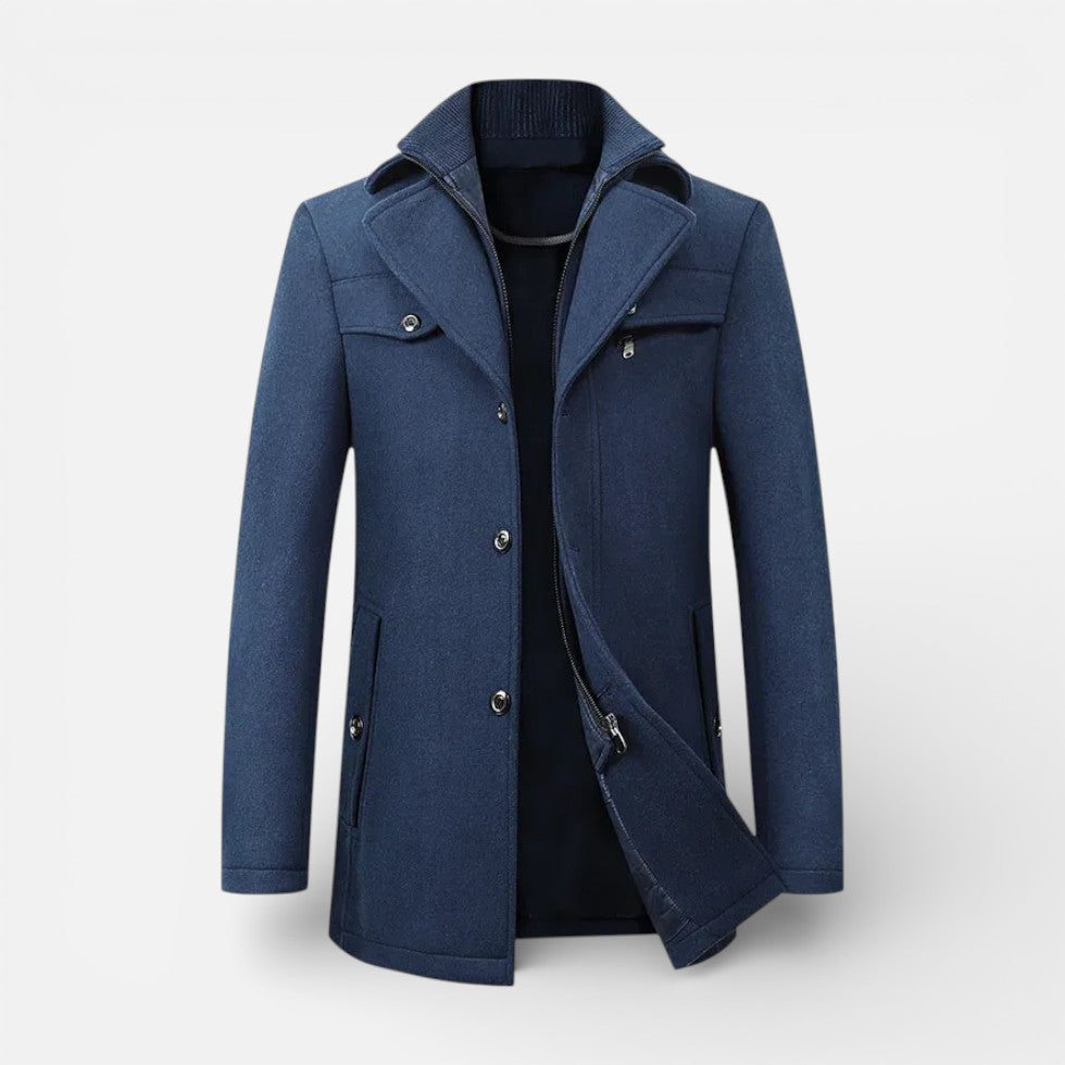 Harrison - Men's Wool-Blend Coat with Stand Collar