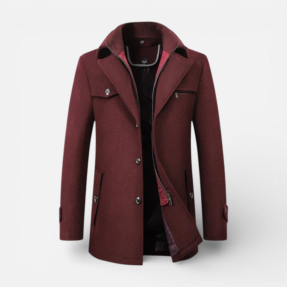 Harrison - Men's Wool-Blend Coat with Stand Collar