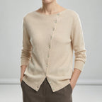 Hartley - Women's Asymmetrical Button-Front Crewneck Sweater