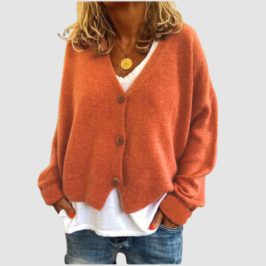Hazel - Women's Oversized Button-Front Cardigan