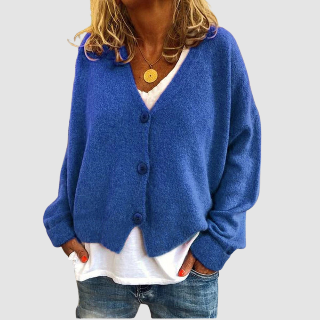 Hazel - Women's Oversized Button-Front Cardigan