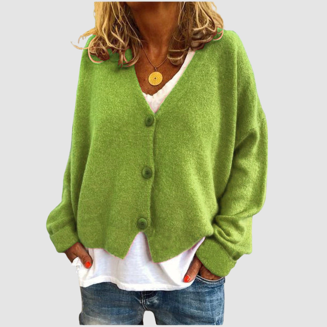 Hazel - Women's Oversized Button-Front Cardigan
