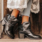 Heather - Women's Lace-Up Block Heel Ankle Boots