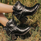 Heather - Women's Lace-Up Block Heel Ankle Boots