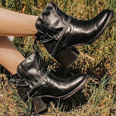 Heather - Women's Lace-Up Block Heel Ankle Boots