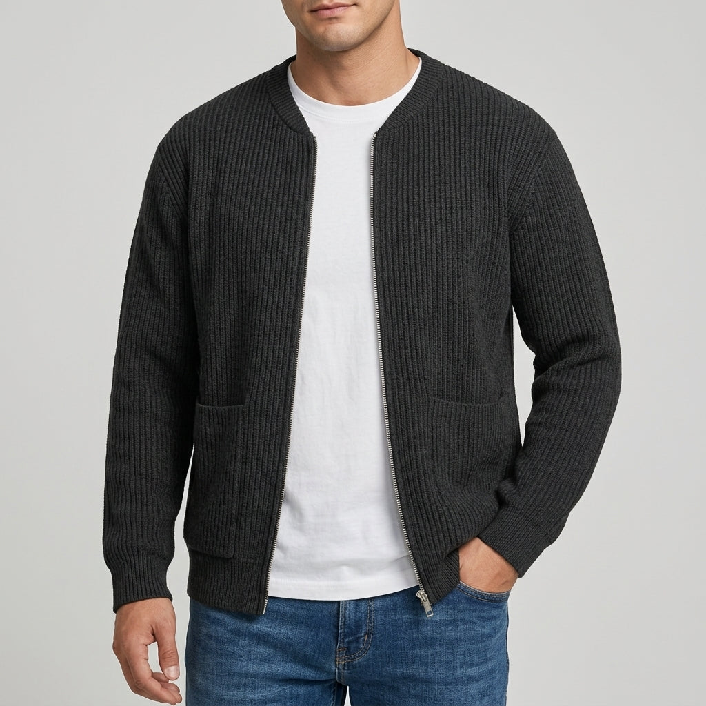 Henrik - Men's Full-Zip Ribbed Cardigan