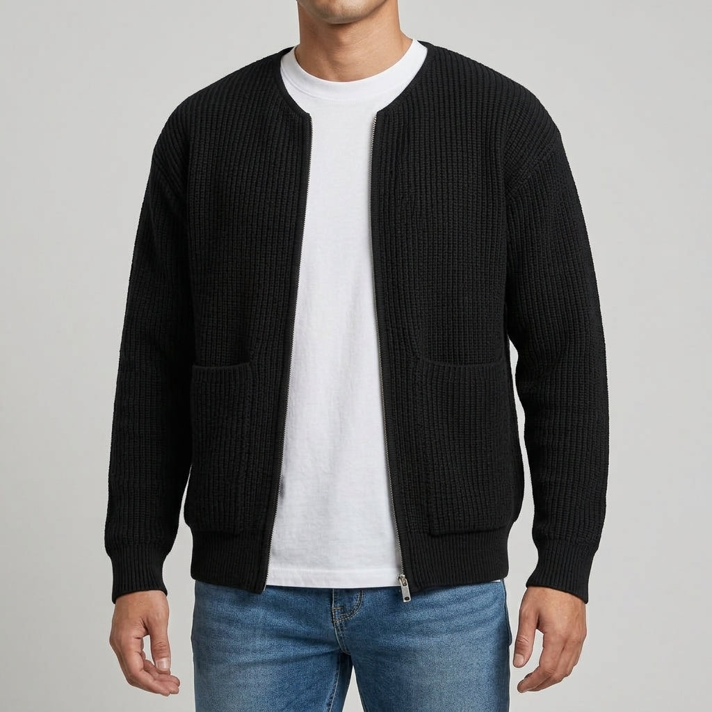 Henrik - Men's Full-Zip Ribbed Cardigan
