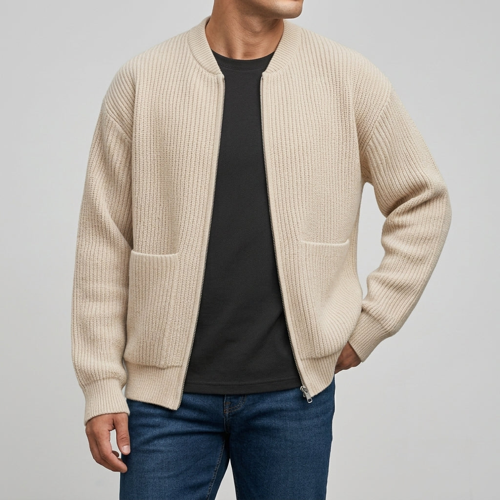Henrik - Men's Full-Zip Ribbed Cardigan