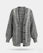Hortense - Women's Cable-Knit Buttoned Oversized Cardigan