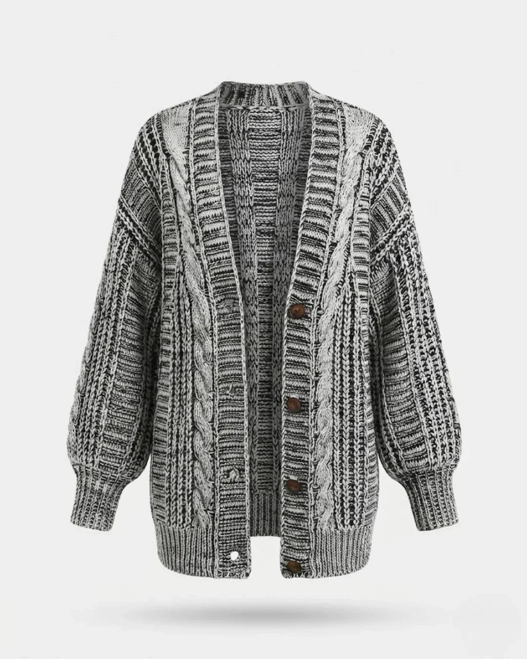 Hortense - Women's Cable-Knit Buttoned Oversized Cardigan