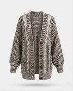 Hortense - Women's Cable-Knit Buttoned Oversized Cardigan