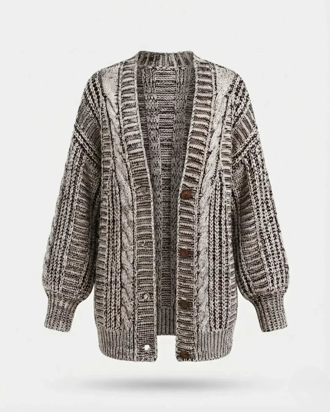 Hortense - Women's Cable-Knit Buttoned Oversized Cardigan