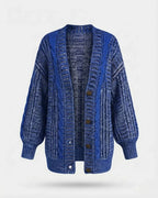 Hortense - Women's Cable-Knit Buttoned Oversized Cardigan