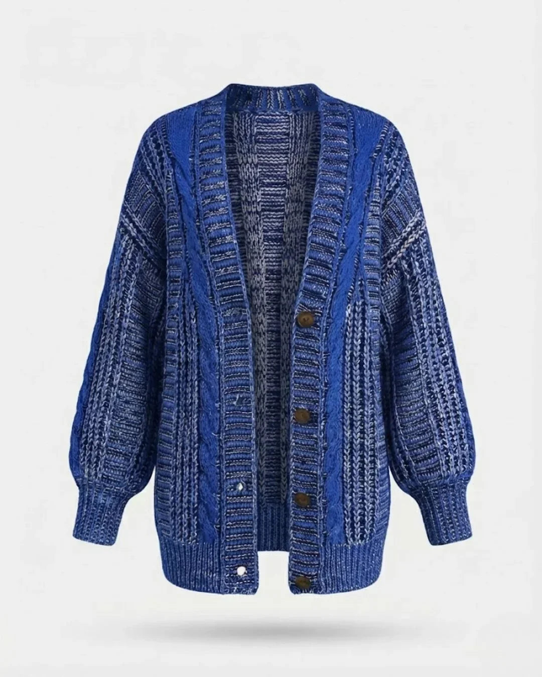 Hortense - Women's Cable-Knit Buttoned Oversized Cardigan