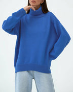 Isadora - Women's Relaxed Turtleneck Pullover with Ribbed Trims