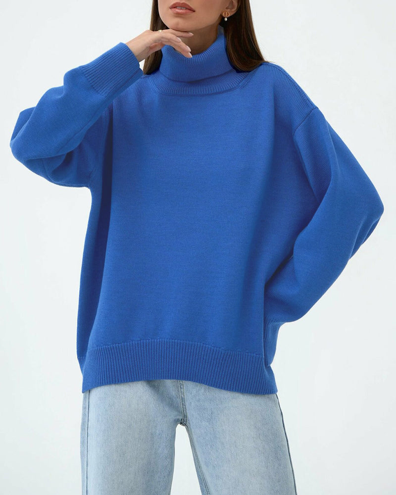 Isadora - Women's Relaxed Turtleneck Pullover with Ribbed Trims