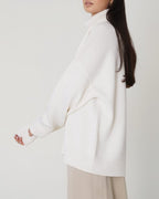 Isadora - Women's Relaxed Turtleneck Pullover with Ribbed Trims