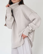 Isadora - Women's Relaxed Turtleneck Pullover with Ribbed Trims
