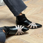 Isadora - Women's Striped Pointed Ankle Boots