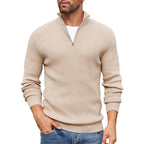 Jameson - Men's Half-Zip Mock Neck Ribbed Knit Sweater