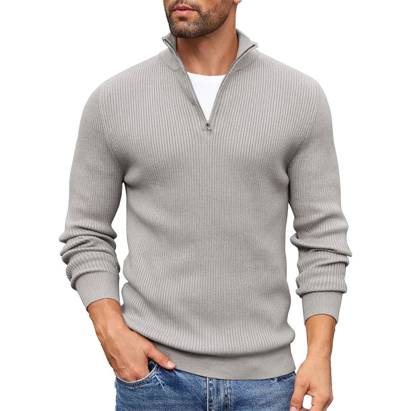Jameson - Men's Half-Zip Mock Neck Ribbed Knit Sweater