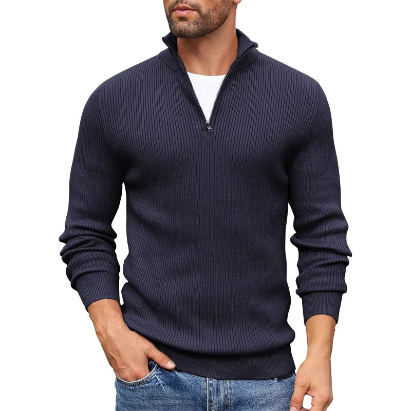 Jameson - Men's Half-Zip Mock Neck Ribbed Knit Sweater