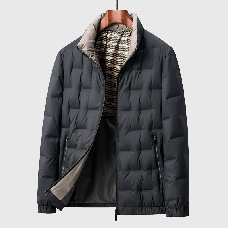Jasper - Men's Quilted Down Puffer Jacket with Mock Neck