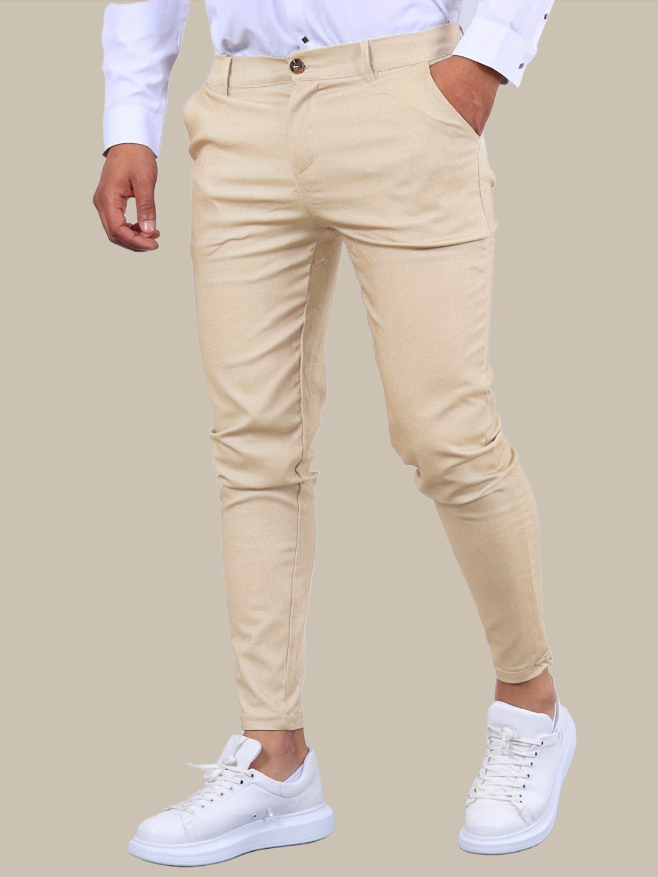 Jasper - Men's Tapered Chino Pants with Flat Front