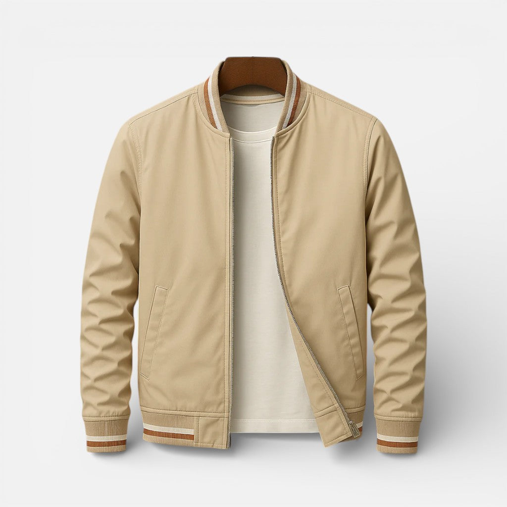 Jasper - Men's Zip-Front Bomber Jacket with Ribbed Cuffs