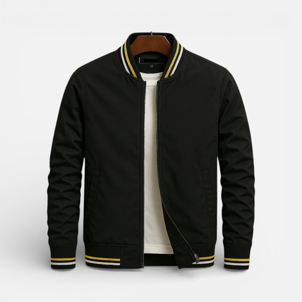 Jasper - Men's Zip-Front Bomber Jacket with Ribbed Cuffs