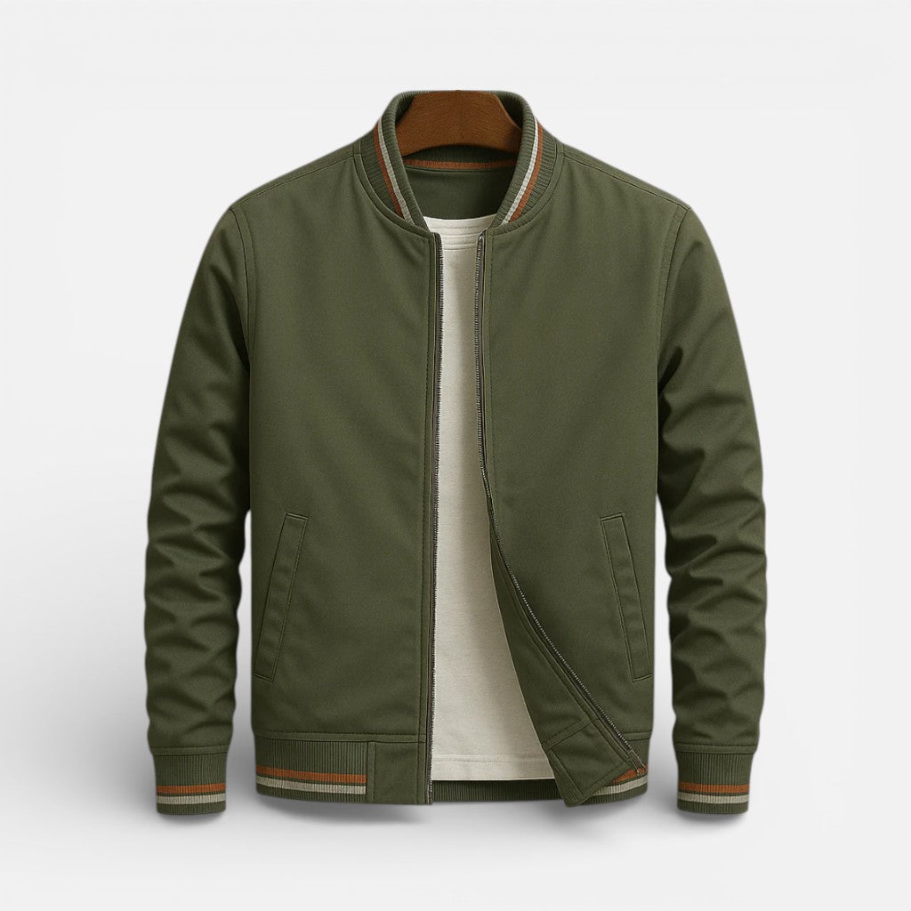 Jasper - Men's Zip-Front Bomber Jacket with Ribbed Cuffs