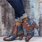 Josephine - Women's Patchwork Ankle Boots with Block Heel
