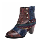 Josephine - Women's Patchwork Ankle Boots with Block Heel