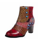 Josephine - Women's Patchwork Ankle Boots with Block Heel