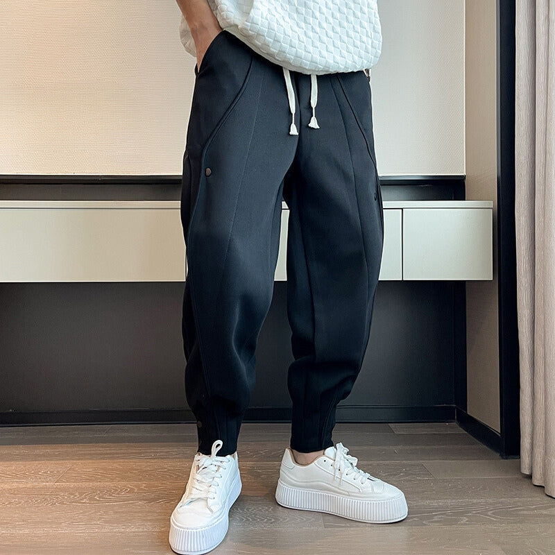 Julian - Men's Drawstring Joggers with Tapered Leg and Button Cuffs