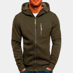 Kasper - Men's Zip-Front Hoodie with Neon Drawstring Details
