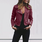 Kassandra - Women's Suede Moto Jacket with Asymmetrical Zipper