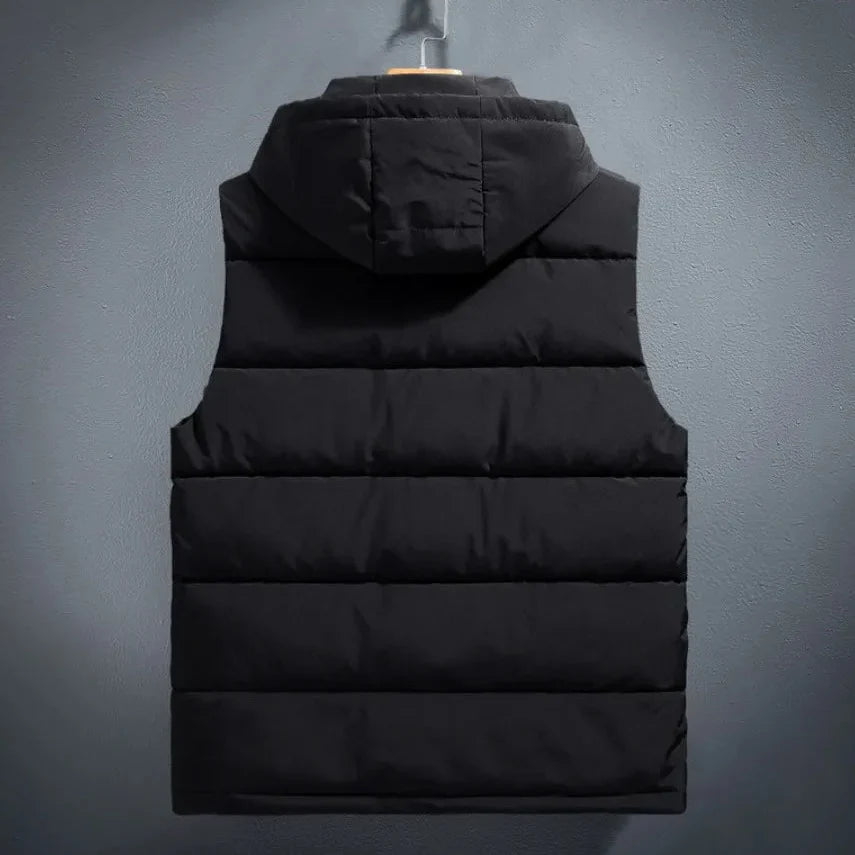 Kassian - Men's Hooded Puffer Vest with Cargo Pockets