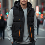 Kassian - Men's Hooded Puffer Vest with Cargo Pockets