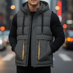 Kassian - Men's Hooded Puffer Vest with Cargo Pockets
