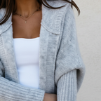 Kerstin - Women's Hooded Long Cardigan with Ribbed Cuffs