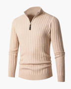 Kieran - Men's Ribbed Half-Zip Knit Pullover