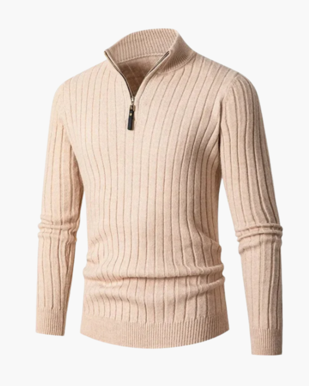 Kieran - Men's Ribbed Half-Zip Knit Pullover